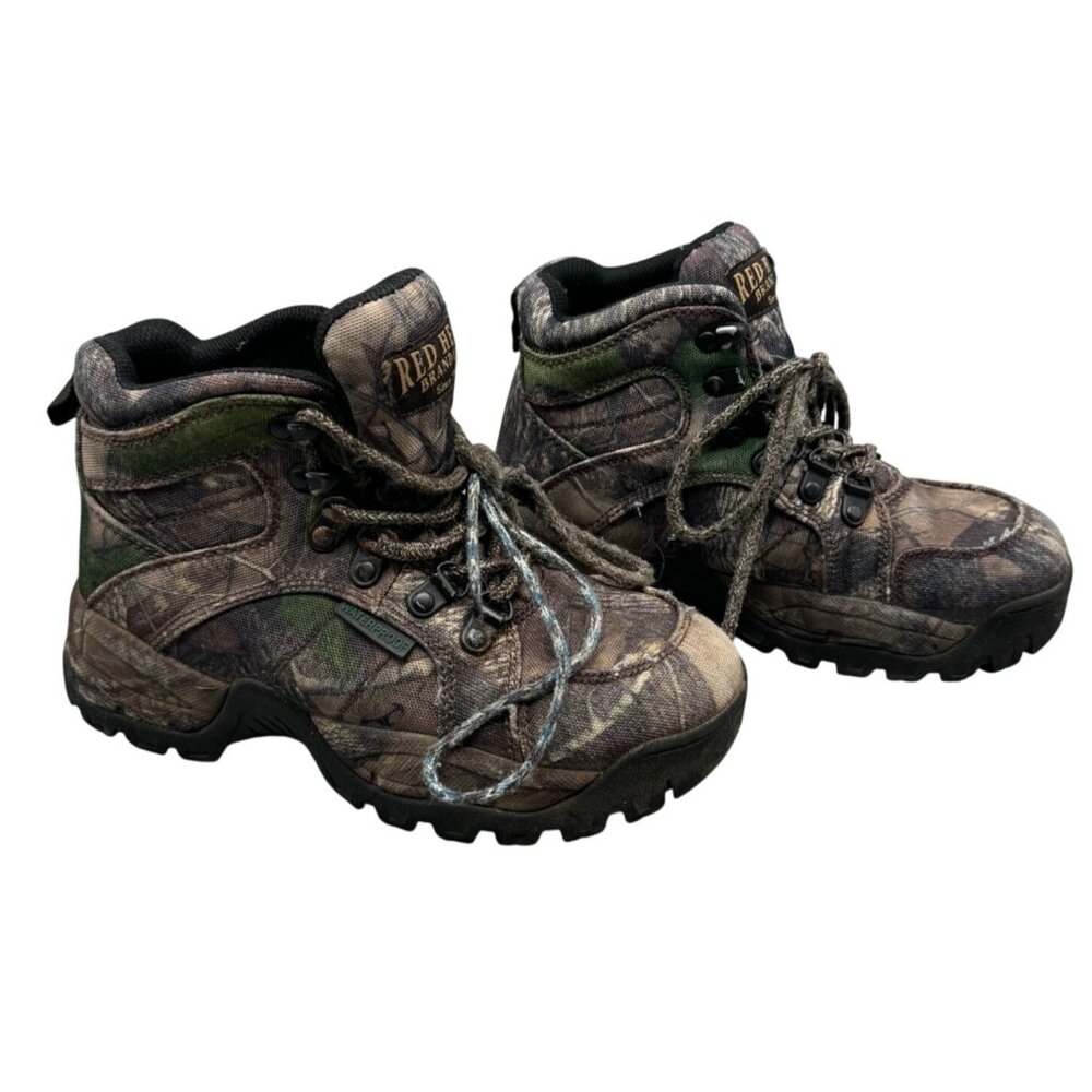 Red Head Brand Co. Kids Camouflage Hiking Boots Size 3 timber waterproof READ